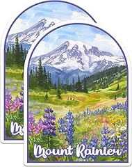 (2 Pack) Mount Rainier National Park Bumper Sticker - US National Park - Choose from 63 Parks - 5" O