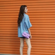 Chanel 展示品 Mini Flap 菱格羊皮淡金鍊斜背包-20cm(A69900-紫)