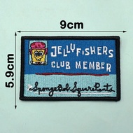 [Custom Velcro patch] AE.Cartoon Embroidery Spongebob Jellyfish Club ID Tag 3D Velcro Patch /Badges/