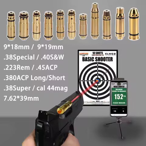 Tactical 9mm 7.62*39 380ACP 40S&W .223Rem 45ACP Red Laser Training Bullet 44mag 9x19mm AK47 Dry Fire