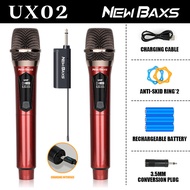 NewBaxs UX01/UX02/UX04 ไมโครโฟนไร้สาย 2 ไมโครโฟนแบบใช้มือถือ 50M ระยะทางรับ UHF FM Cyclic สามารถชาร์