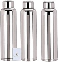 Kuber Industries Code-BT018 Stainless Steel Fridge Water Bottle Set, 1 Litre, Set of 3, Silver, Stan