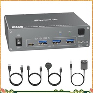 4K USB C KVM Switch 2 Monitors 2 Computers,4K@60Hz Dual Monitor USB 3.0 USB Typc C KVM Switcher EU P
