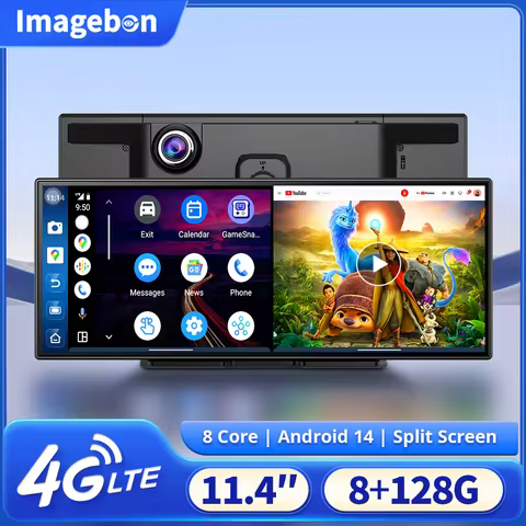 Imagebon M70 11.4" 4G LTE Android Dash Cam 8+128G CarPlay & Android Auto 24h Parking Monitoring Goog