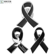 SHCER Black Ribbon Pin, Awareness Skin Cancer Funeral Ribbon Badge Brooch, Enamel Black Ribbon Badge
