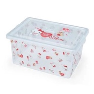 (免運費) Japan Sanrio - Hello Kitty 日版 特大 透明 塑膠 收納盒 儲物盒 衣物 雜物盒 儲物箱 收納箱 雜物箱 零食箱 有蓋 有卡扣 凱蒂貓 (2021年款)