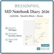 Midori MD Notebook Diary 2026 Monthly Planner 14 Month Calendar (Dec 2025 Start) with Clear PVC Cove