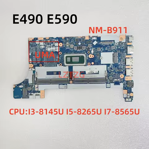 NM-B911 For Lenovo ThinkPad E490 E590 Laptop Motherboard With I3 I5 I7-8th Gen CPU UMA 100% Tested O