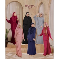 Baju Kurung Set Skirt Muslimah Blouse And One Set Ironless Suit A Line Batwing RAWDA