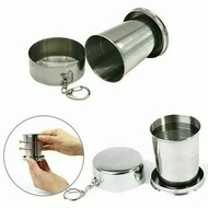 Gelas Lipat Mini Sloki Stainless Gantungan Kunci Outdoor Camping Hiking