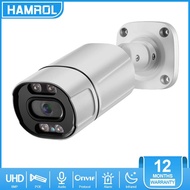 Hamrol 8MP 4K H.265 IP Camera POE Outdoor Waterproof Color Night Vision CCTV Audio CCTV Video Surveillance Camera
