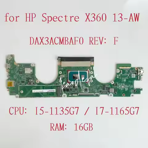DAX3ACMBAF0 Mainboard For HP Spectre X360 13-AW Laptop Motherboard CPU:I5-11135G7 I7-1165G7 RAM:16GB