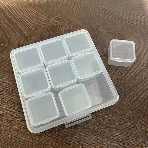 9 Grids Clear Square Plastic Box Mini 9 in 1 Separable Compartment Removable Case fit Nail Beads Jew