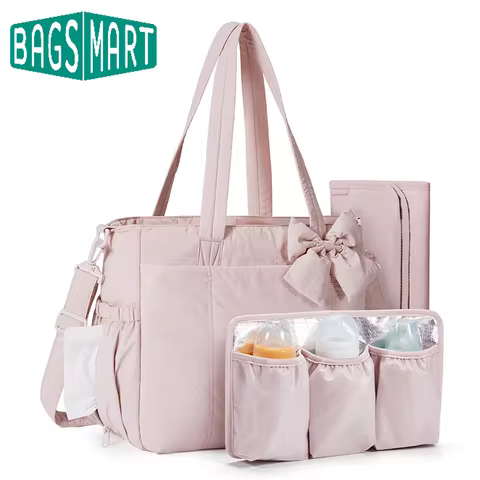 BAGSMART Mommy Diaper Bag Stroller Organizer Multifunctional Baby Diaper Handbag with Changing Large