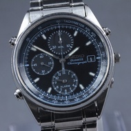 SEIKO Chronograph 7T32-7B30 Date Black Dial Quartz 37mm Men's Watch 1992