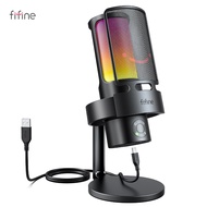 FIFINE Ampligame A8 PLUS USB MIC with Controllable RGB,3 Capsules 4 Polar Patterns,Gain Dials,a Live