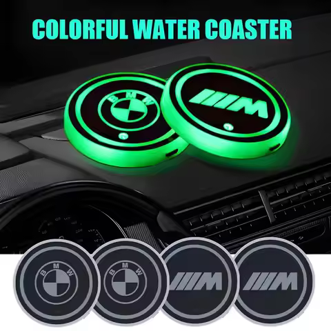 7 Color LED Car Cup Holder Light Luminous Coaster Water Cup Pad For BMW M M3 M5 M6 M2 X1 X2 X3 X5 X6