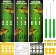 Carp Fishing Hair Rigs 18pcs High Carbon Steel Barbed Carp Hook Swivel Boilies Fishing Rigs, Boilies