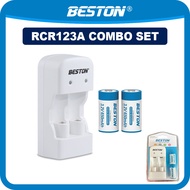 Beston RCR123A x2 With Charger 2 Slot CD643 Combo Package 3.2V 650mAh Rechargeable Battery 16340 CR1