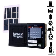 AM-9950BT-S FM/AM/SW1-6 8 Band Antenna Radio Rechargeable USB Bluetooth Speaker with Flashlight and Solar Panel