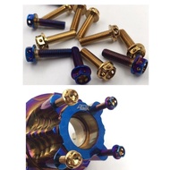 SKRU TITANIUM GOLD M8x35 45 SKRU HUB SKRU FOOTREST M8 35 45 SCREW Y15 Y15ZR Y16 LC135CNC HUB SPORCKE