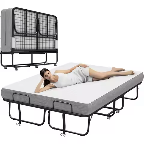 75x54 Inch Full Size Rollaway Bed with Mattress, Comfortable Sleep, Easy Storage, Ideal for Hospital