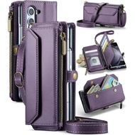 Case for Samsung Galaxy Z Fold 7 5G 2025 Zipper Wallet Cover with S Pen and Leather Flip RFID Blocki