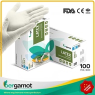 100pcs Bergamot B0101 Latex Powdered Examination Gloves Medical Gloves