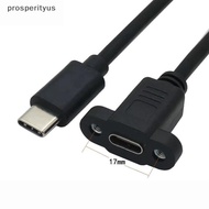 [Prs] 1Pcs Panel Mount Type-C USB-C Male To Female Extension Cable With Screw Hole Lo Connector Cabl