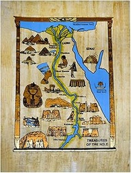 Authentic Egyptian Papyrus Original Hand Painted Painting Paper Pharaohs Ancients Map Of Pharaonic E