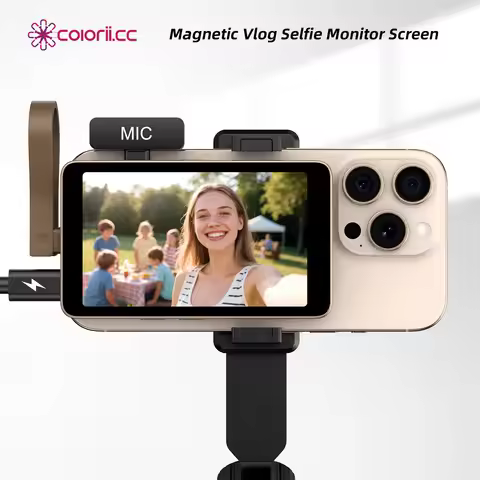 4K Magnetic Vlog Selfie Monitor Screen 3.94" Selfie Screen for Iphone 17 16 Samsung Android Smartpho