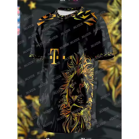 24/25 New Football Training Jersey Short Sleeve Special Edition Lion 3D Pattern Quick Drying Team Ba