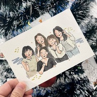 簡單水彩似顏繪 / 5人 / 客製人像畫