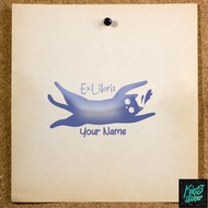Ex Libris Custom Name Stamp SE-94 | Cute Reclining Cat | Flash Stamp Book