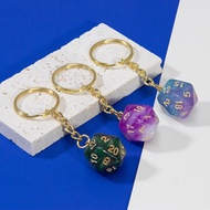Galaxy Theme D20 Dice Keychain Keyring Ornament Key Chain Pendant for Handbag Car Key Kids Toys Gift