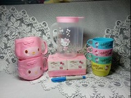 Hello Kitty   1）杯子*2      2）調味料盒     3）冷水壺組：1壺4杯