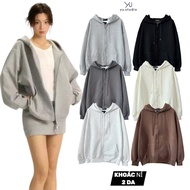 YUSTUDIO 2-skin fleeceJacket, zip hoodie jacket, wide-form 2-skin fleece hooded jacket, Plain model