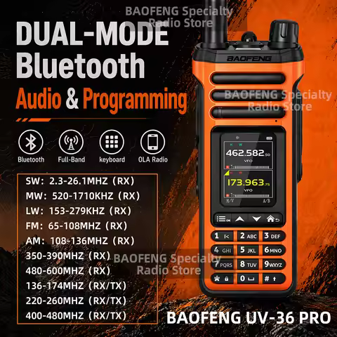 BAOFENG UV-36PRO Walkie Talkie 10W High Power SW-9 AM FM LSB USB CW Receiver Bluetooth Programming T