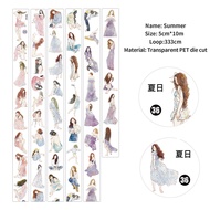 JIANWU 50mm*1000cm Vintage Summer Outfits Character Landscape Material Collage PET Tape Creative Jou