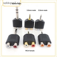 Y Splitter stereo 1/4 inch Audio Adapter 3.5mm 6.5mm 6.35mm Male Plug To 2 Dual Rca Female Jack plug  SGK2