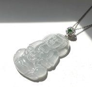 冰種翡翠觀音菩薩項鍊 925純銀墜頭 | 天然緬甸玉翡翠A貨 | 送禮