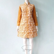 Shanaya Batik Tunik Aldena Garutan Dress Cap Baju Batik Wanita warna hijau ungu navy kuning cantik r