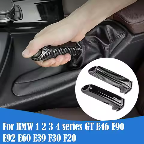 1PC Carbon Fiber Handbrake Lever Modification For BMW 1 2 3 4 Series GT E46 E90 E92 E60 E39 F30 Car 