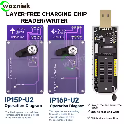 XZZ U2 Charging IC Chip Reading/Writing Programmer for IPHone 15Pro 15ProMax 16Pro 16Pro Max No Dsas