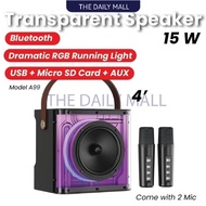 Peterhot A99 Bluetooth karaoke speaker 3600mAh flashing LED light with 2 microphone phone holder sup