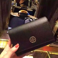 美國正品Tory Burch TB 145 十字紋 真皮錢夾 零錢包 手拿包黑色