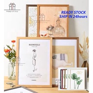 (Ship in 24h) 4R/6R/A4/A3 Modern Wooden Photo Frame Gambar Dinding Stand Home Decoration