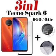 For Tecno Spark 6 phone case Tecno Spark 6GO / 6Air fiber drawing anti-fall mobile phone case + tempered glass film + lens film(3IN1)