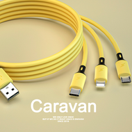 0# Caravan Crew 3 in 1 Cable สายชาร์จ 3A Lightning + Type-C + Micro สายชาร์จไอโฟน สายชาร์จเร็ว