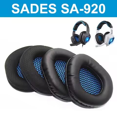 Ear Cushion Repair Parts For Sades Spirit Wolf SA-920 3 in 1 Gaming Headset Blue PU Mesh Headphone E